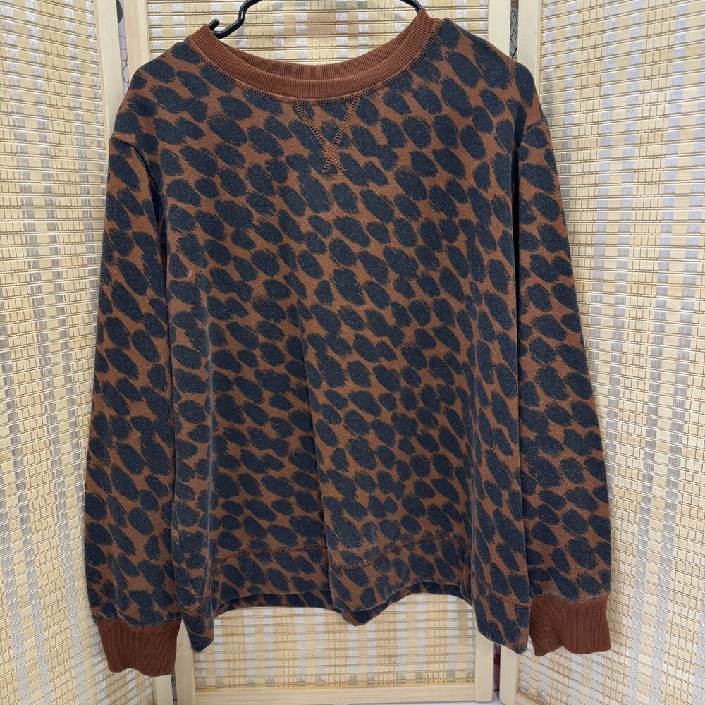 Stars Above Sweatshirt Women's Size Large Brown With Black Spots Lightweight